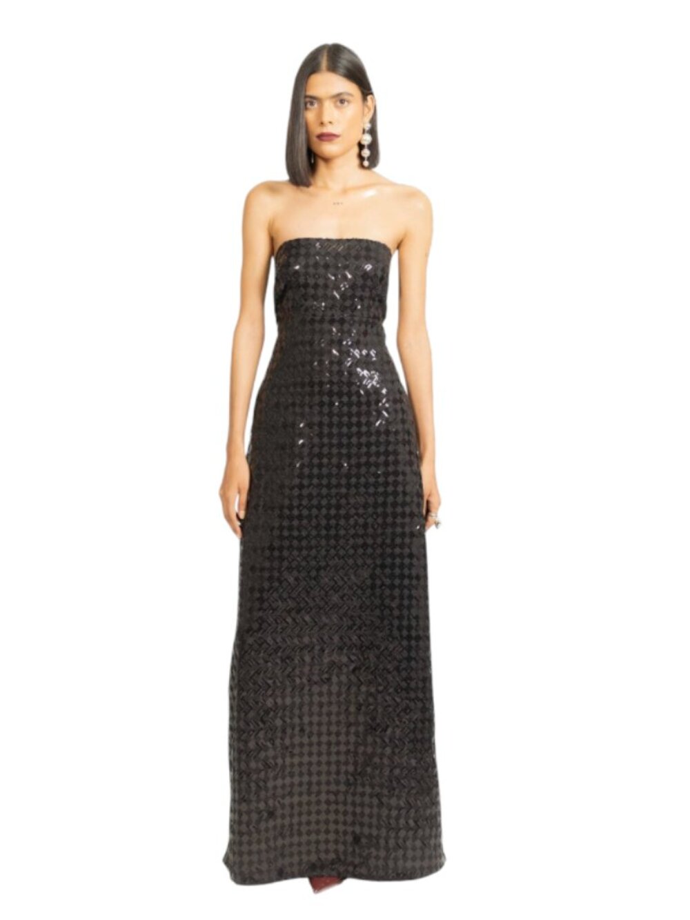 NWT Lovebirds  Amalia Maxi Dress Womens  Small Black Onyx Strapless Sequins NEW